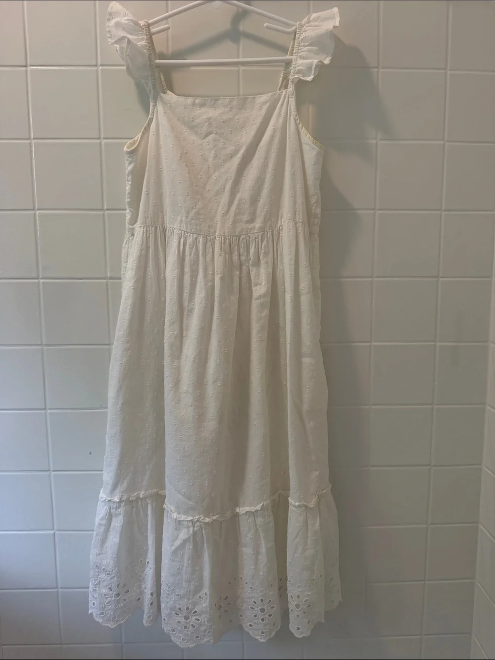 GAP White Eyelet Ruffle-Strap Cotton Sundress